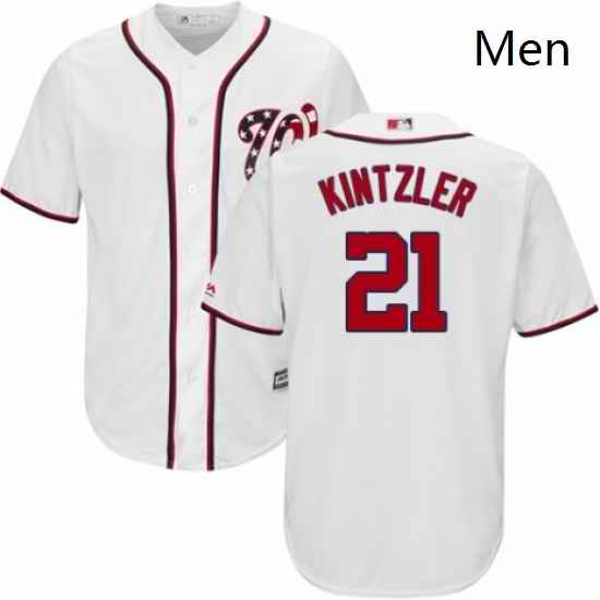 Mens Majestic Washington Nationals 21 Brandon Kintzler Replica White Home Cool Base MLB Jersey